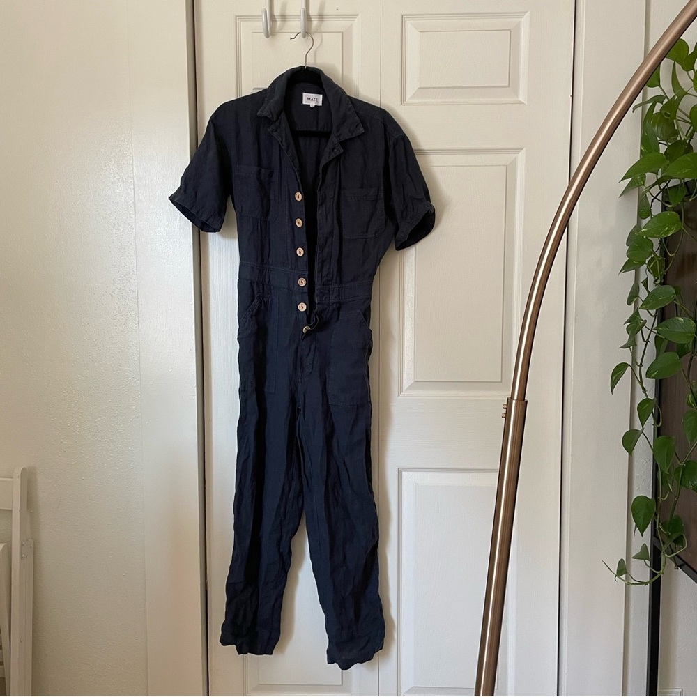 Mate linen short sleeve jumpsuit, indigo
